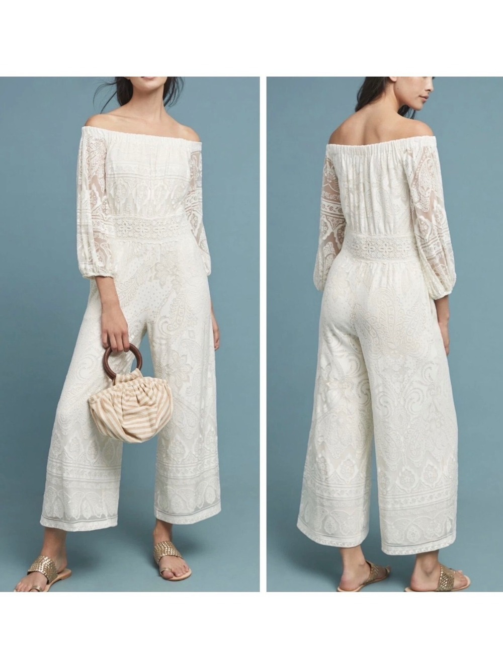Farm Rio Elliot Off-the-Shoulder Jumpsuit sz s